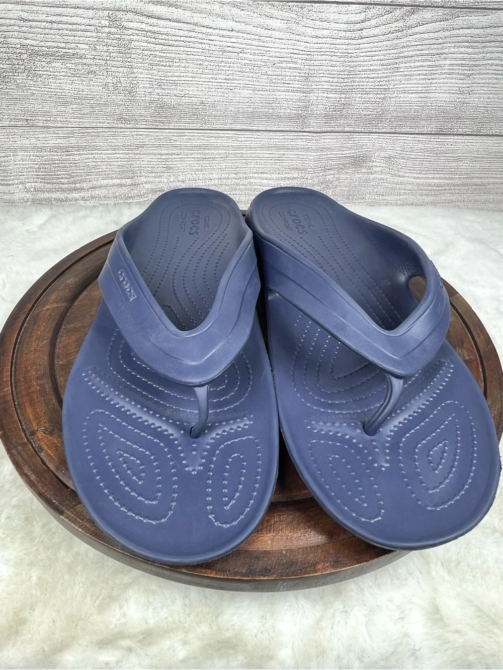 Crocs Kadee II Blue Flip Flops Thong Sandals Size Men's 13 Shoes Beach Vacation